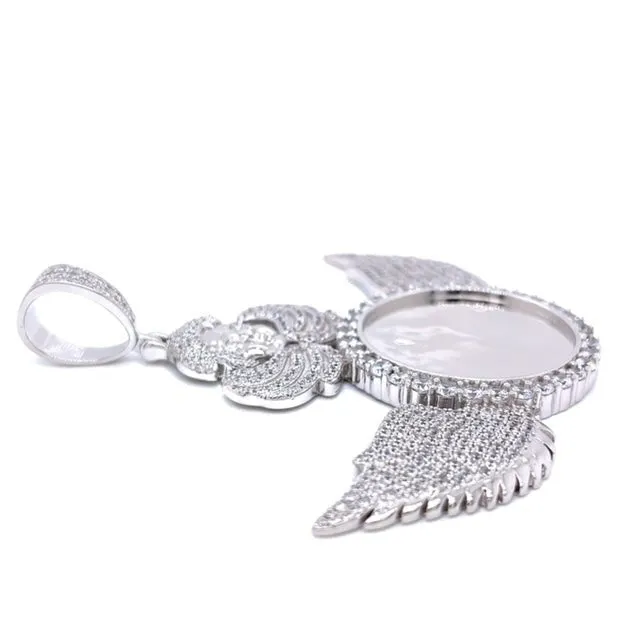Get your wings Angelic 925 Sterling Silver Round Photo Charm - C418079