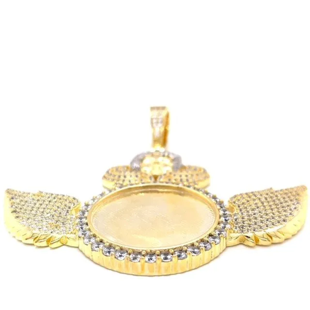 Get your wings Angelic 925 Sterling Silver Round Photo Charm - C418079