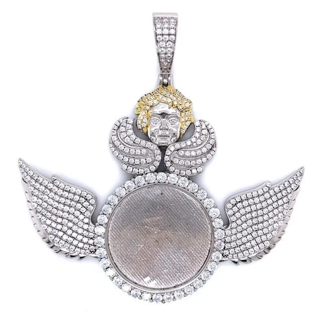 Get your wings Angelic 925 Sterling Silver Round Photo Charm - C418079