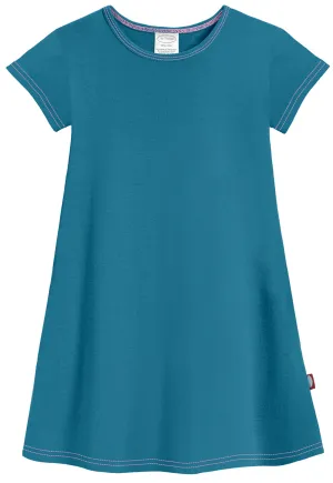 Girls Soft Cotton Jersey Cap Sleeve Dress | Teal