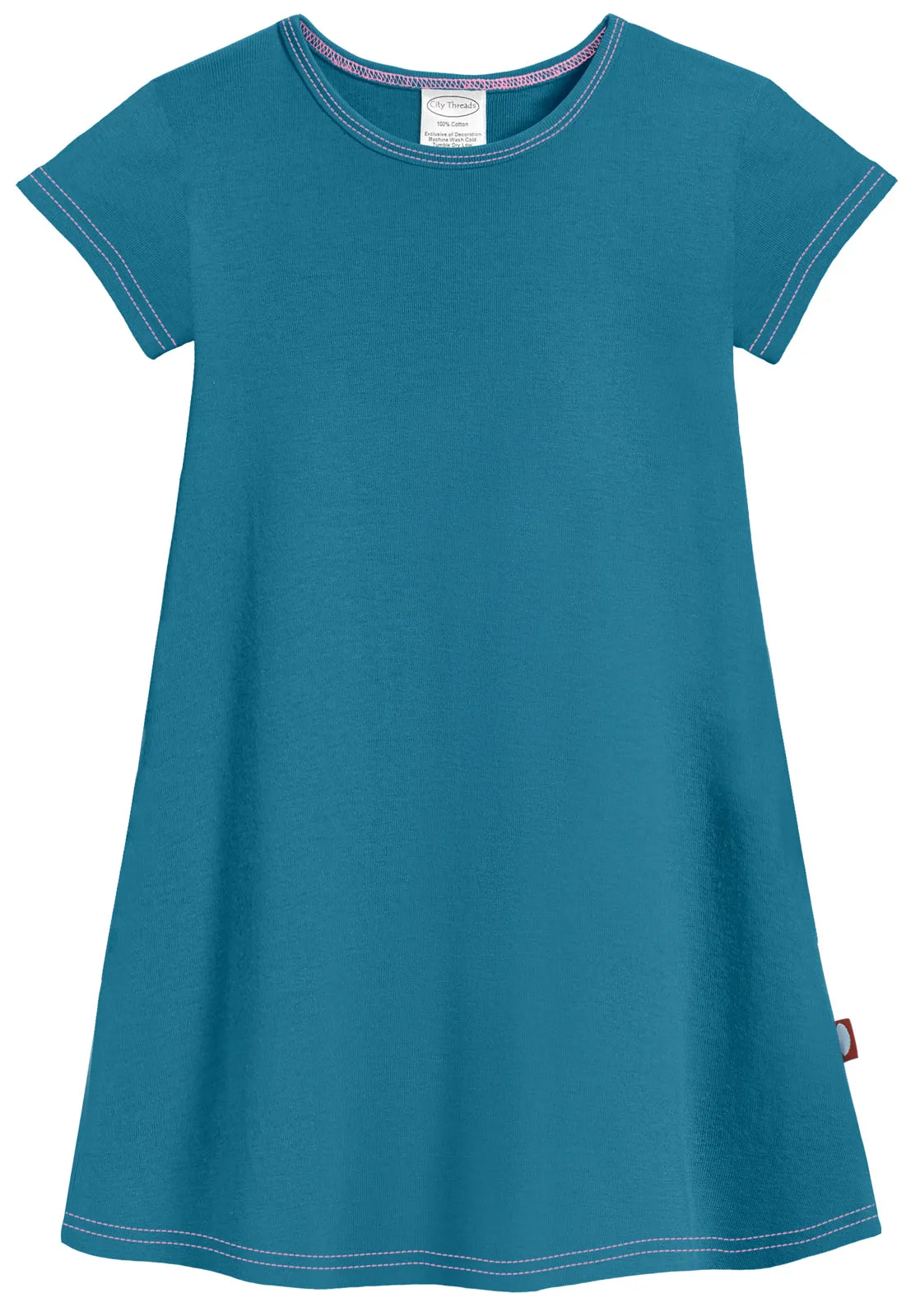 Girls Soft Cotton Jersey Cap Sleeve Dress | Teal