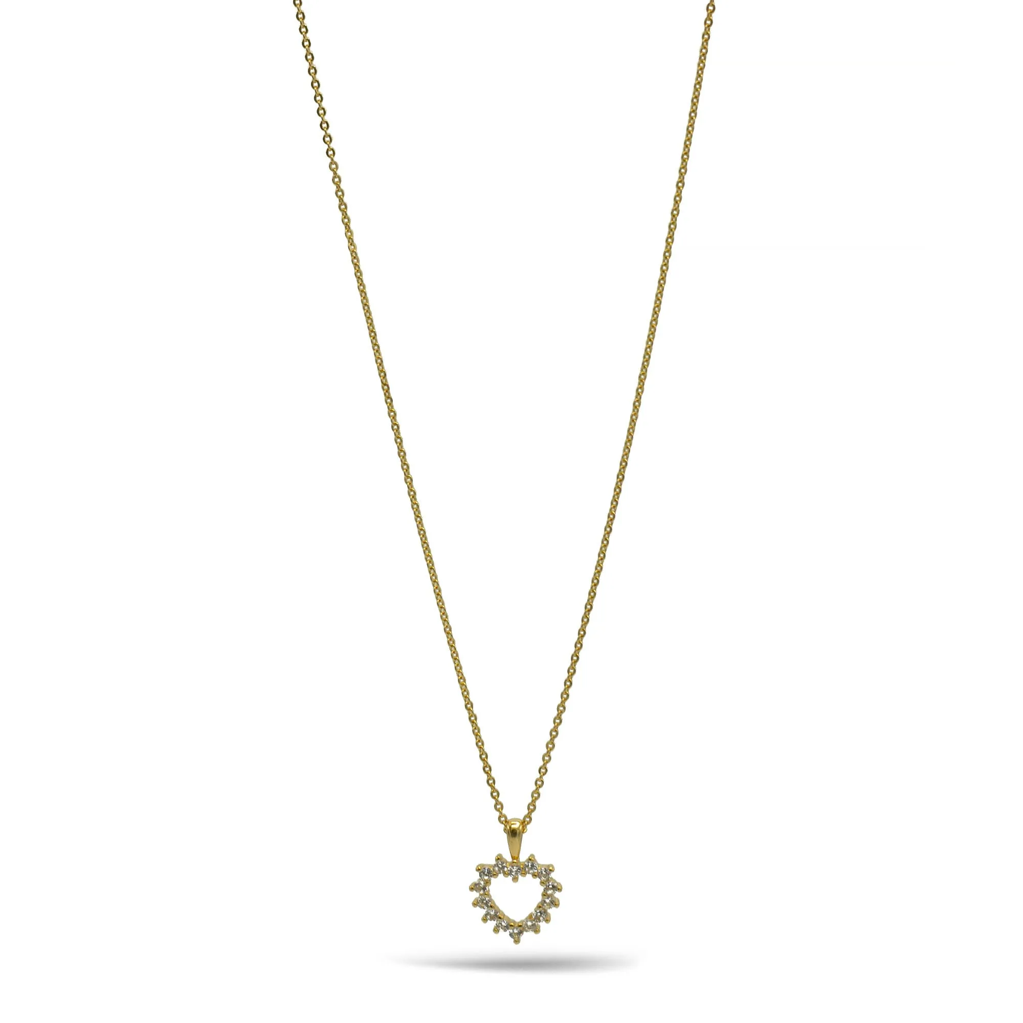 Gold open heart Crystal Pendant Necklace #HNN90859G(LH18)
