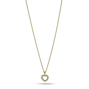 Gold open heart Crystal Pendant Necklace #HNN90859G(LH18)