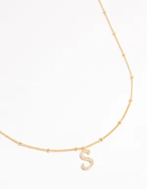 Gold Plated Cursive Initial Necklace