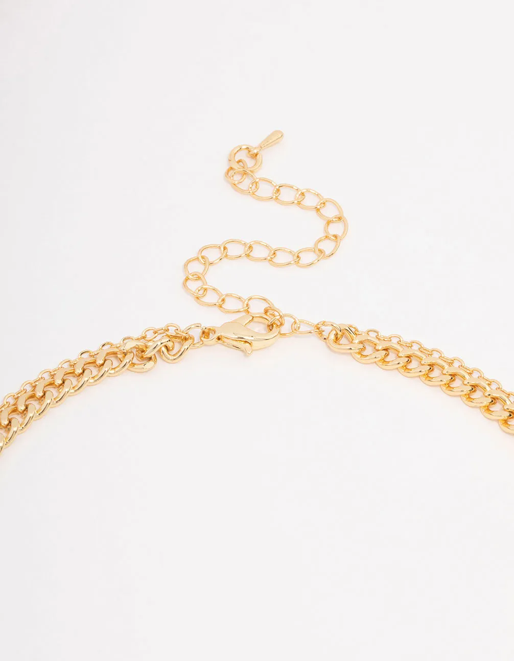 Gold Plated Diamante Curb Chain Layered Necklace