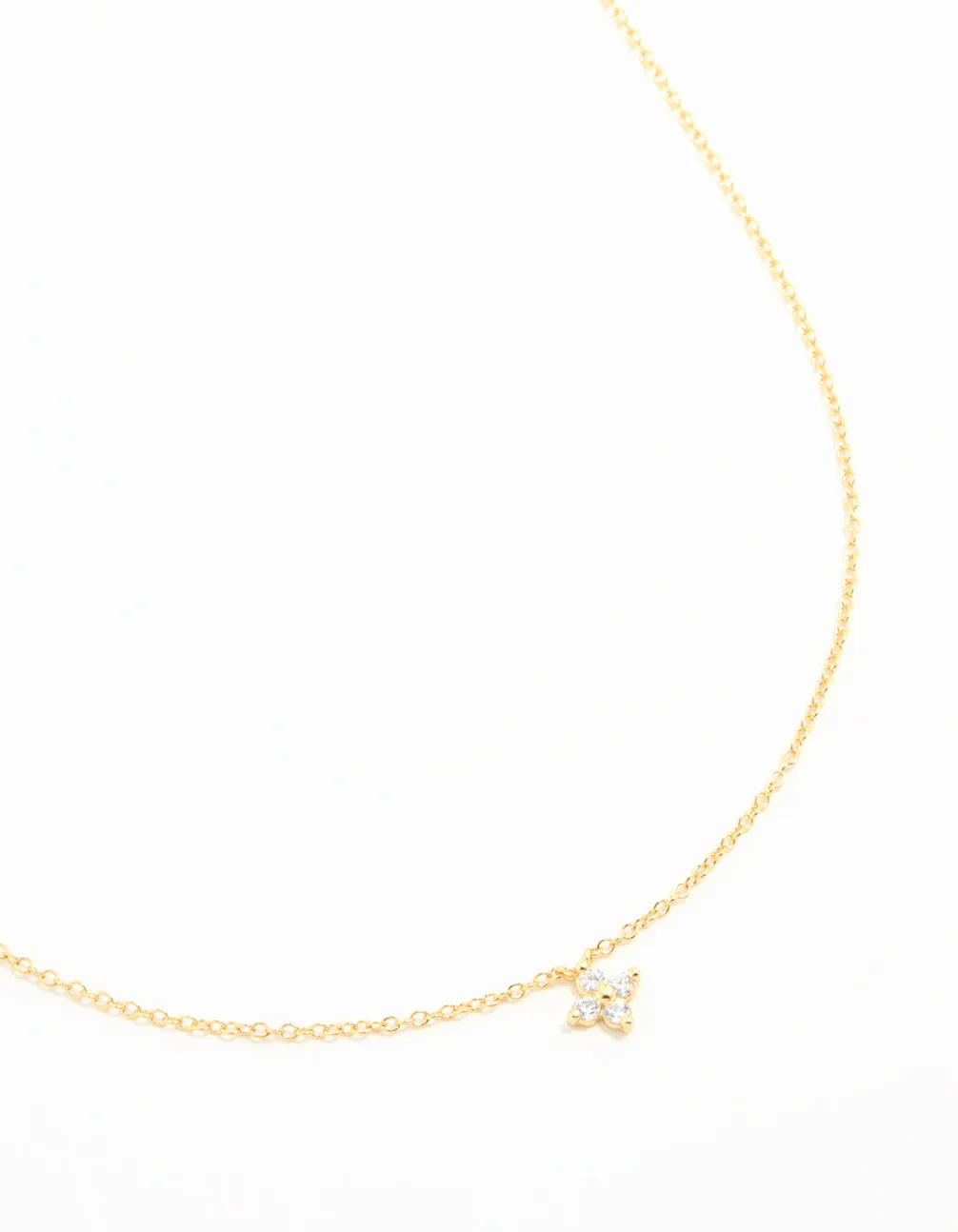 Gold Plated Sterling Silver Cubic Zirconia Flower Necklace