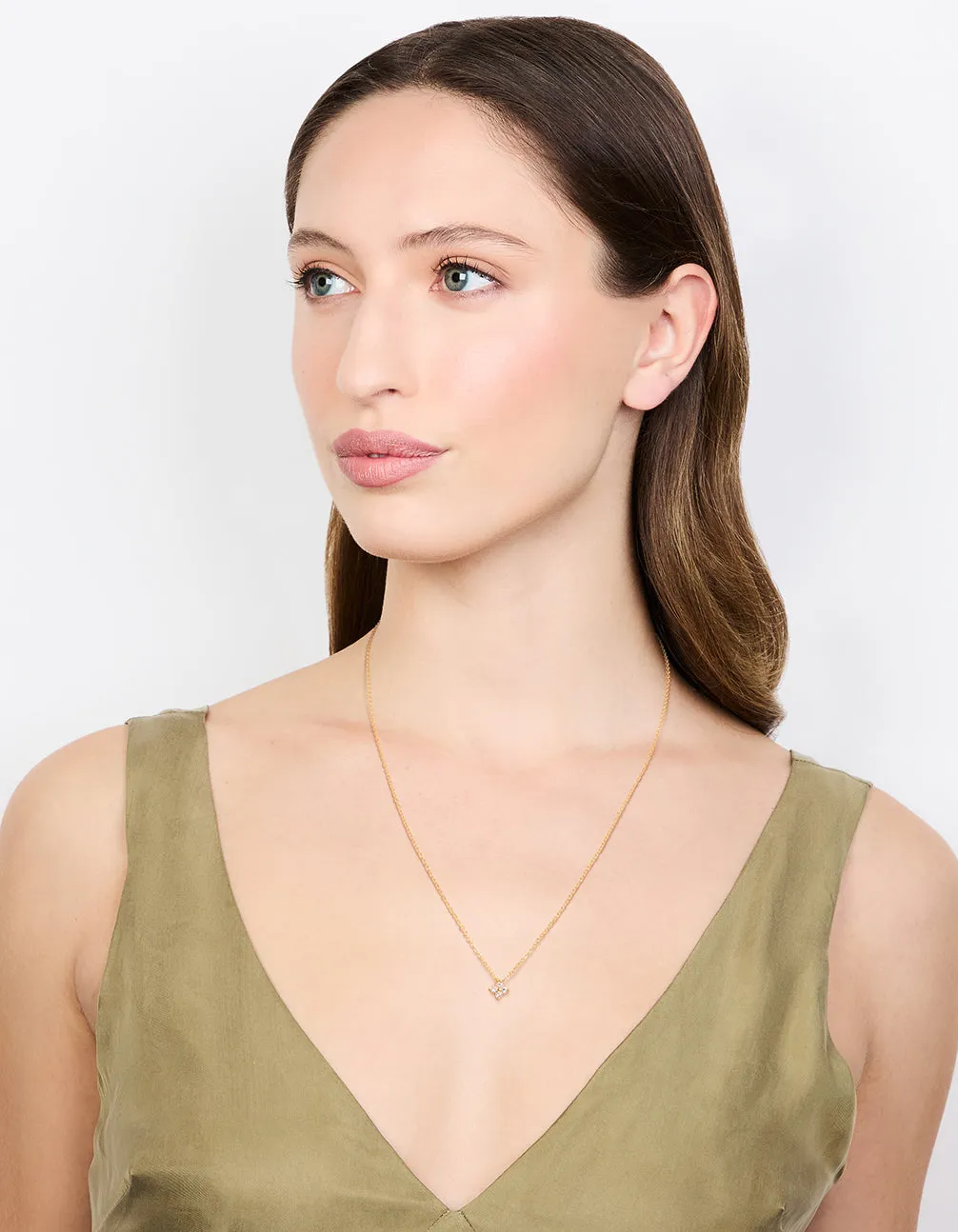 Gold Plated Sterling Silver Cubic Zirconia Flower Necklace