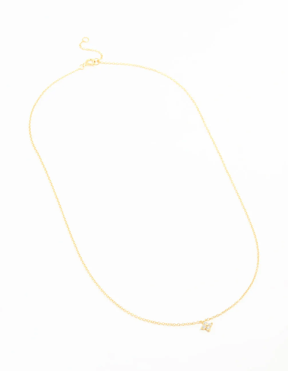 Gold Plated Sterling Silver Cubic Zirconia Flower Necklace