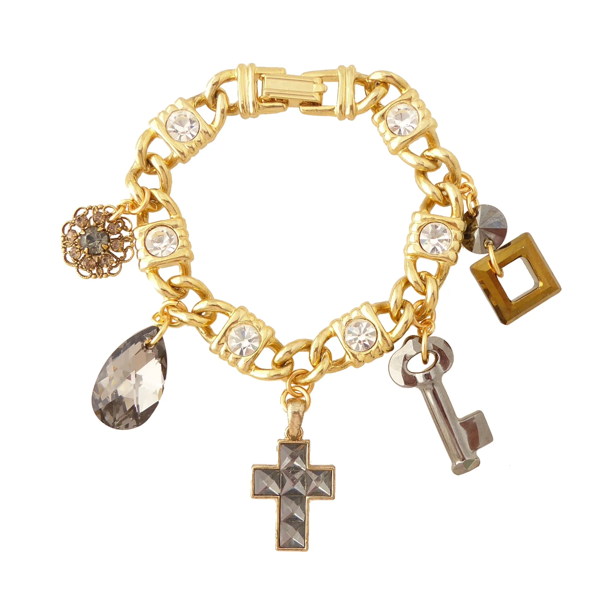 Gray crystal charm bracelet