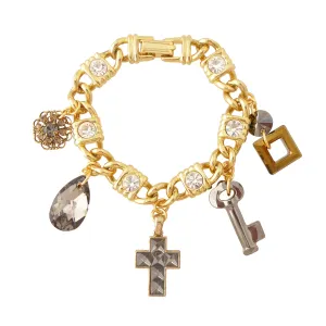 Gray crystal charm bracelet
