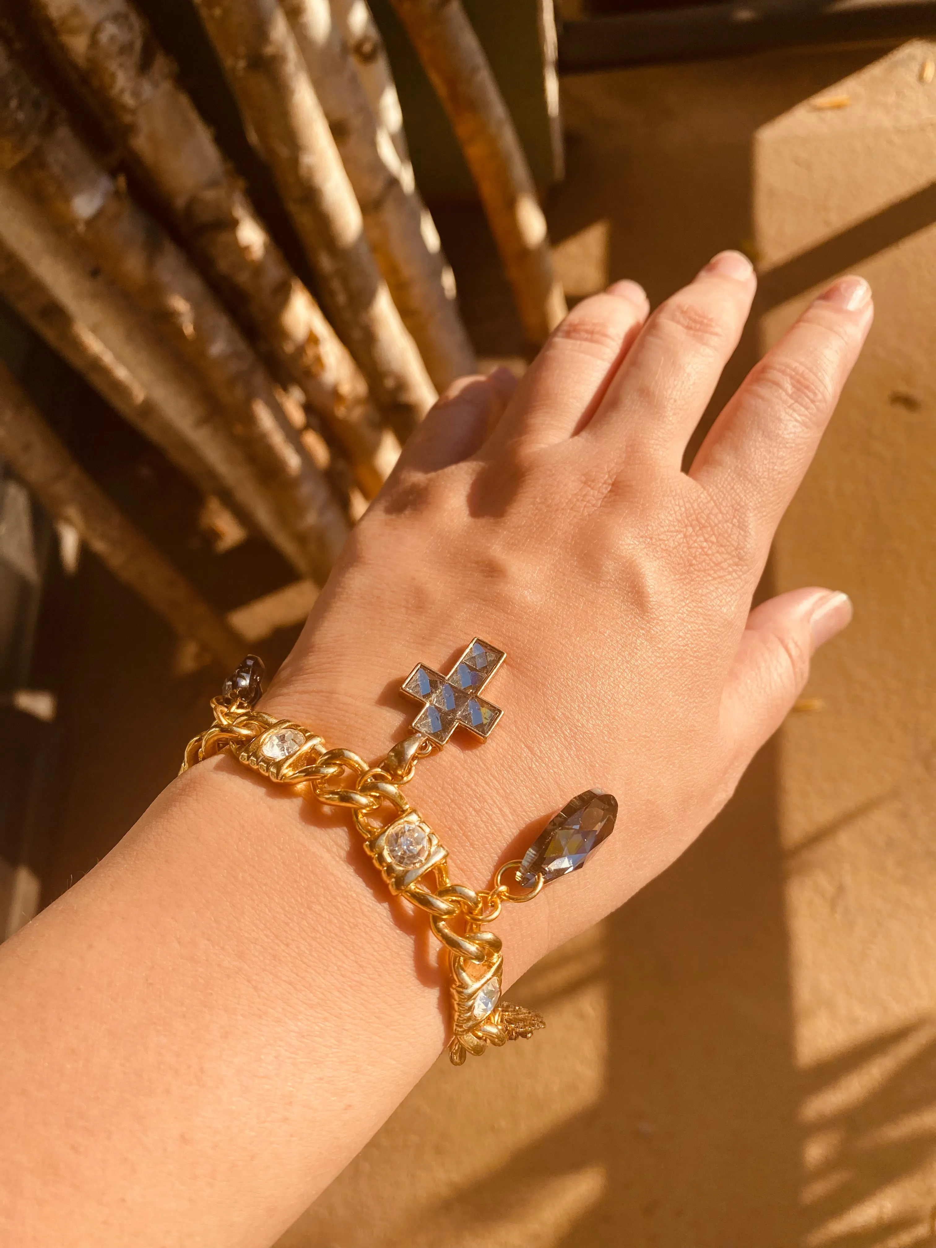 Gray crystal charm bracelet