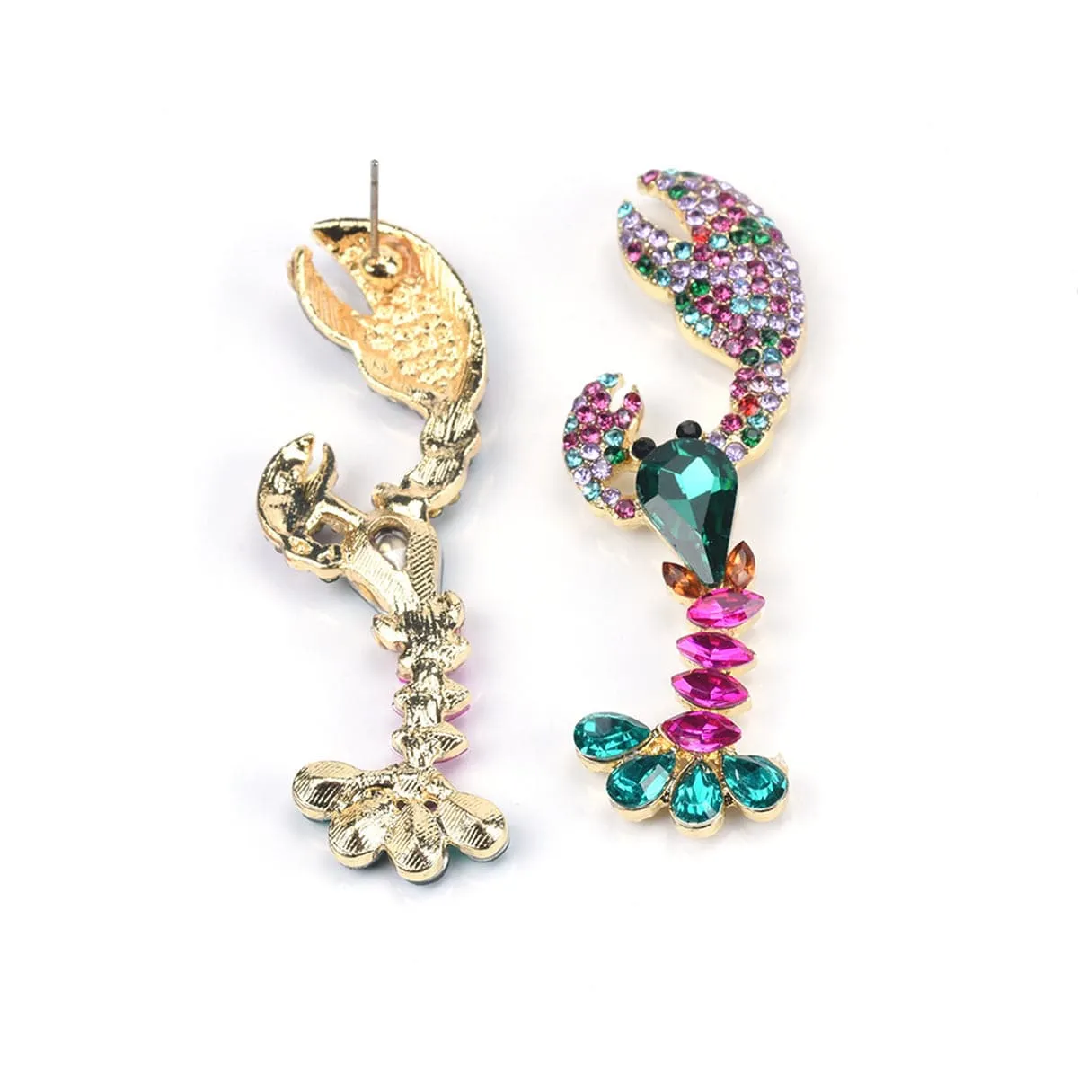 Green Crystal & Cubic Zirconia Lobster Drop Earrings