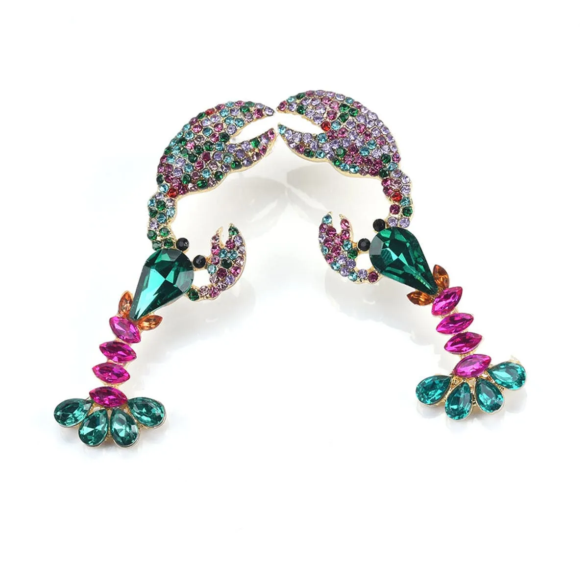 Green Crystal & Cubic Zirconia Lobster Drop Earrings
