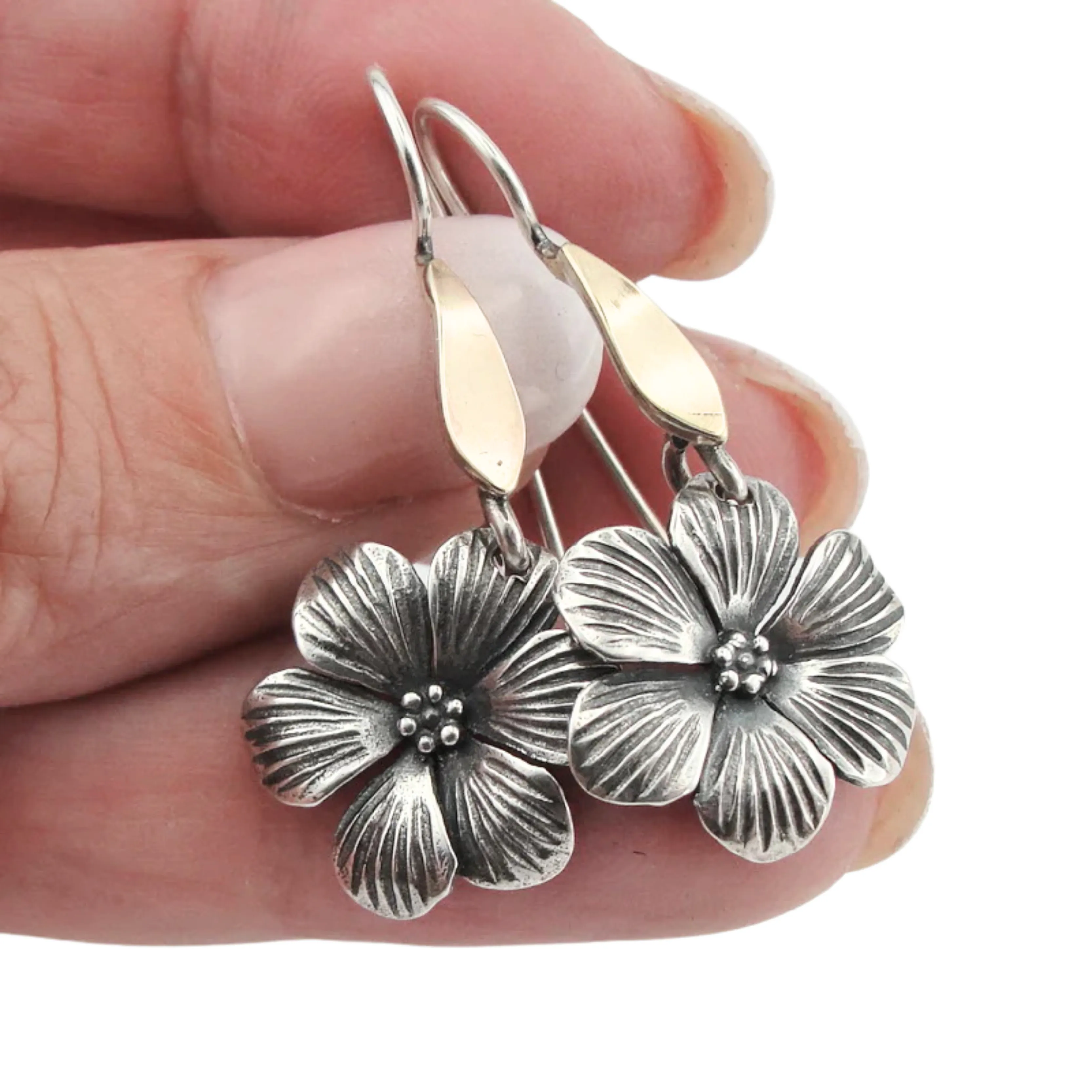 Hadar Designers SET Floral Pendant Earrings Set yellow Gold 925 Silver (MS 1507)py