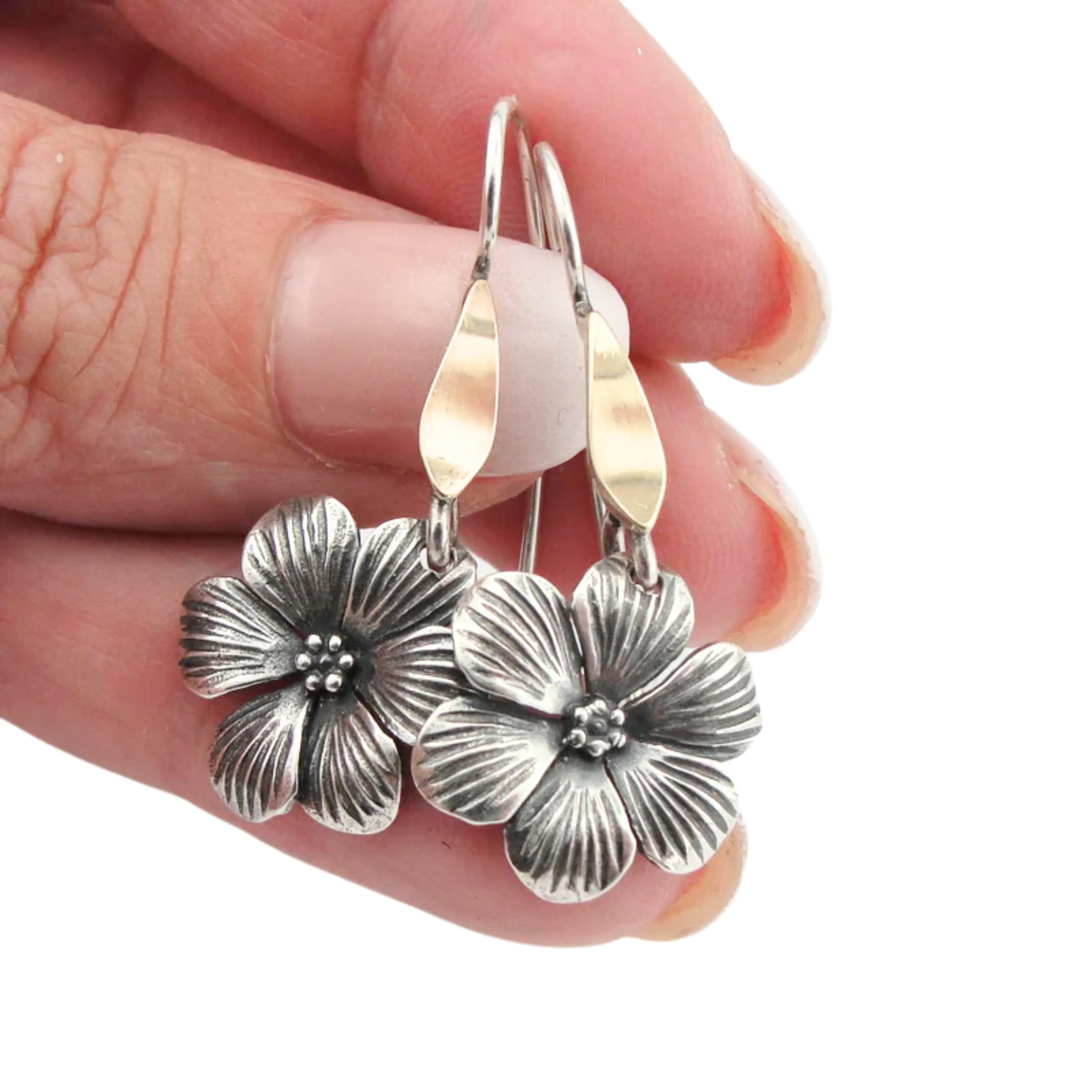 Hadar Designers SET Floral Pendant Earrings Set yellow Gold 925 Silver (MS 1507)py