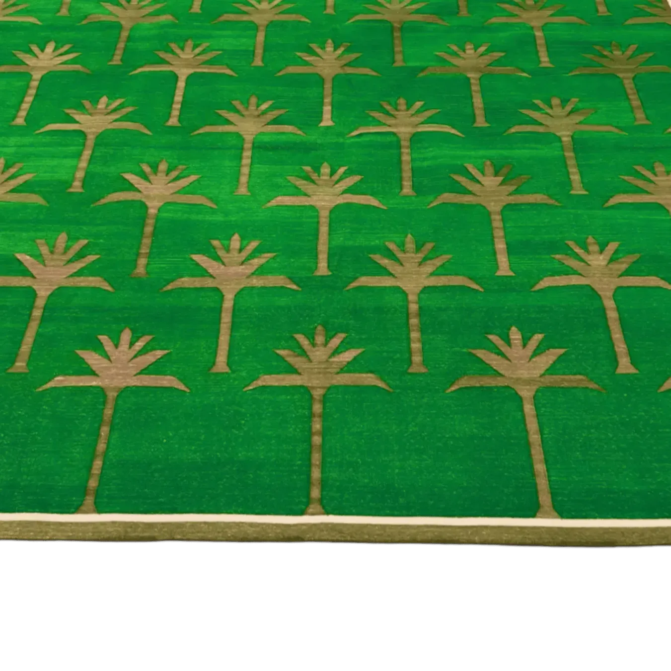 Handmade Palm Trees Cotton Rug - Green/Olive
