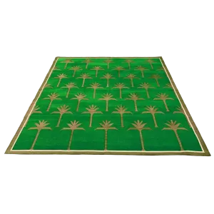 Handmade Palm Trees Cotton Rug - Green/Olive