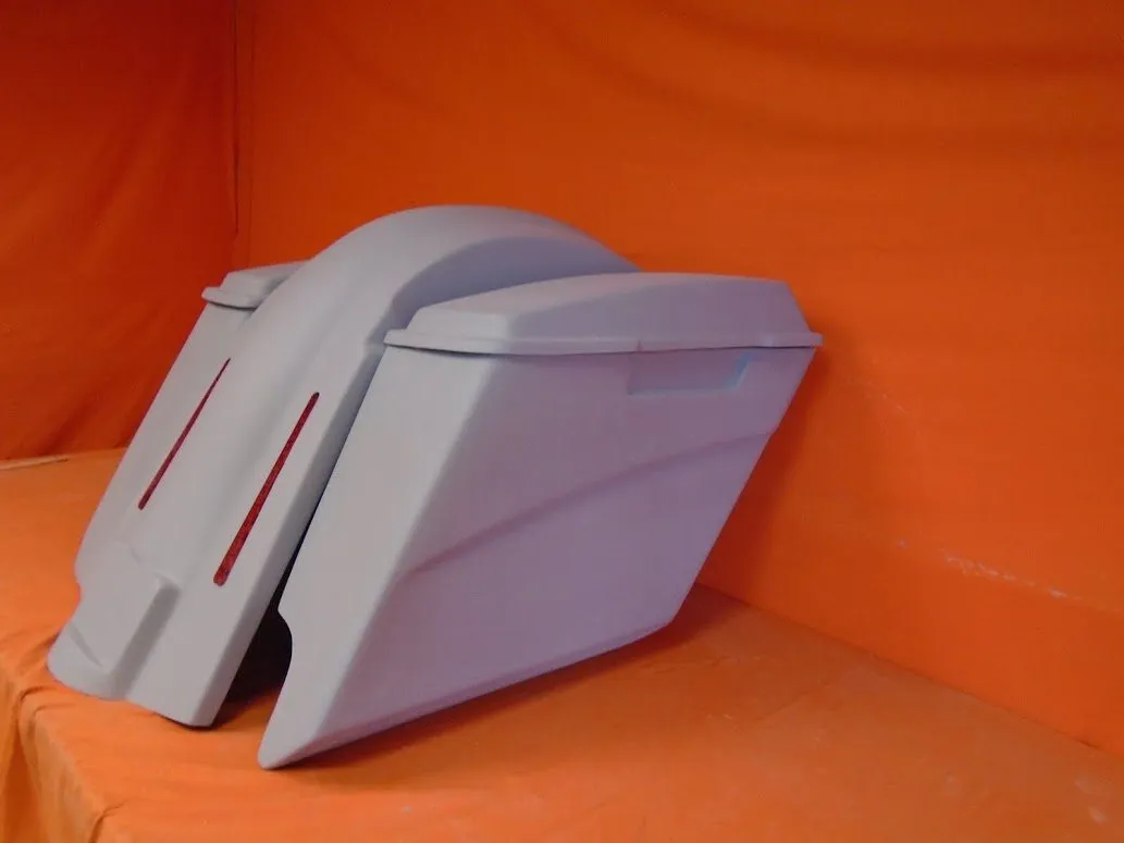 Harley Davidson 5" Softail Heritage Extended Stretched Saddlebags Lids LED Fender Right Cut Out