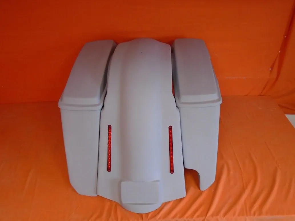 Harley Davidson 5" Softail Heritage Extended Stretched Saddlebags Lids LED Fender Right Cut Out