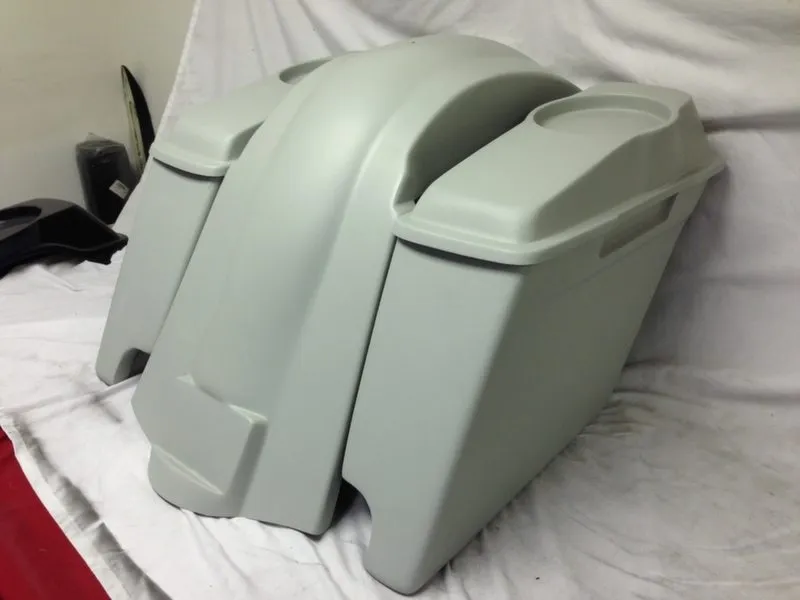 Harley Davidson Heritage Softail 4" Extended Saddlebags 6.5" Speaker Lids   Fender Dual Cutouts