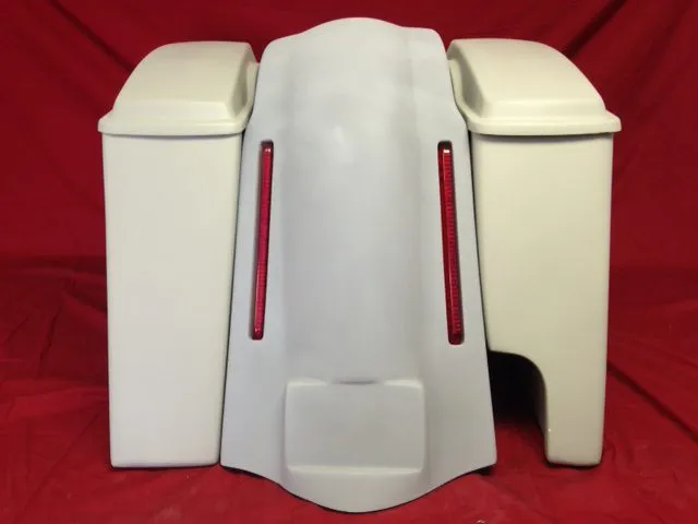 Harley Davidson Softail Heritage 4" Extended Stretched Saddlebags Lids LED Lights Fender Right CutOut