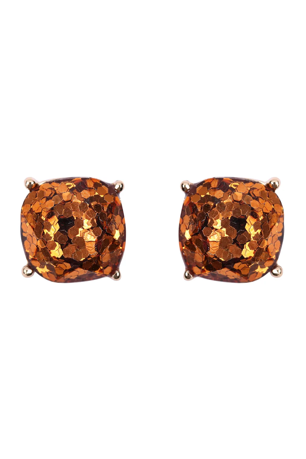 HDE2565 - FACETED GLITTER CUSHION ACRYLIC POST EARRINGS
