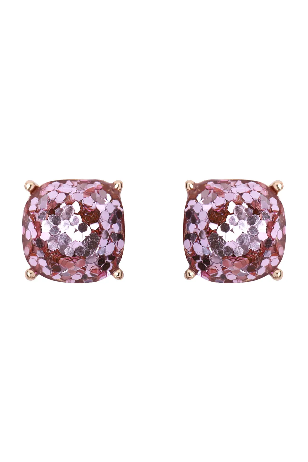 HDE2565 - FACETED GLITTER CUSHION ACRYLIC POST EARRINGS