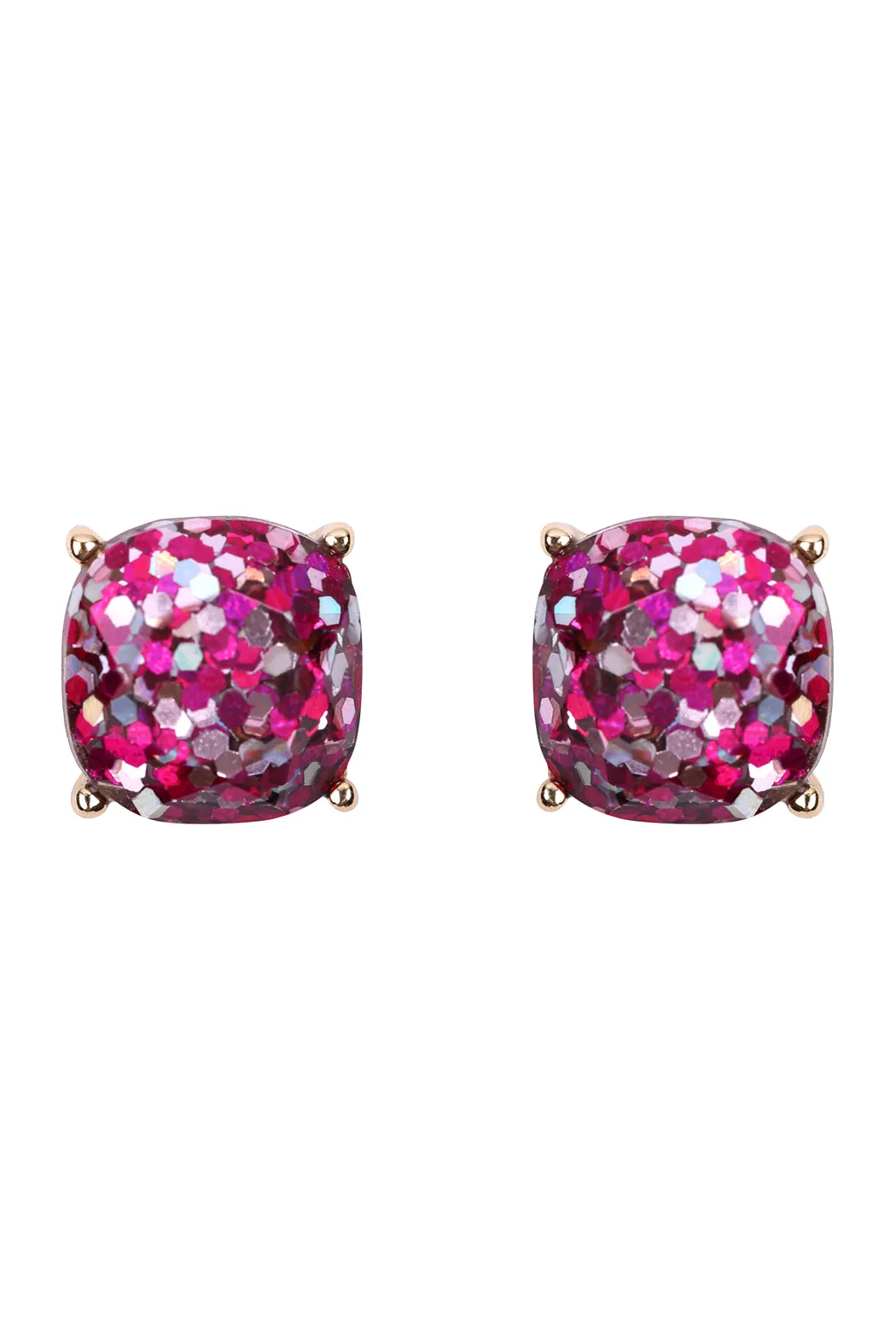 HDE2565 - FACETED GLITTER CUSHION ACRYLIC POST EARRINGS