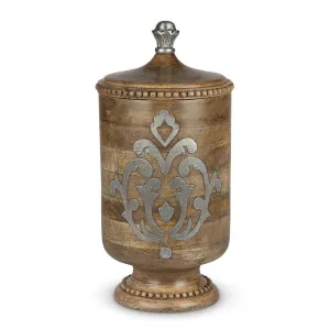 Heritage Inlay Wood Canister, 15"