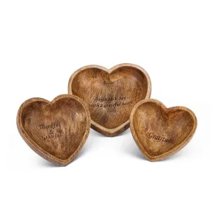 Heritage Inlay Wood Gratitude Bowls, Set of 3