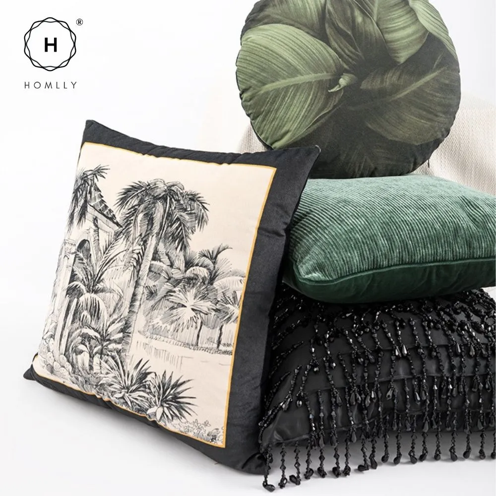 Homlly Botanical Palm Tree Printed Pillow Cushion Cover