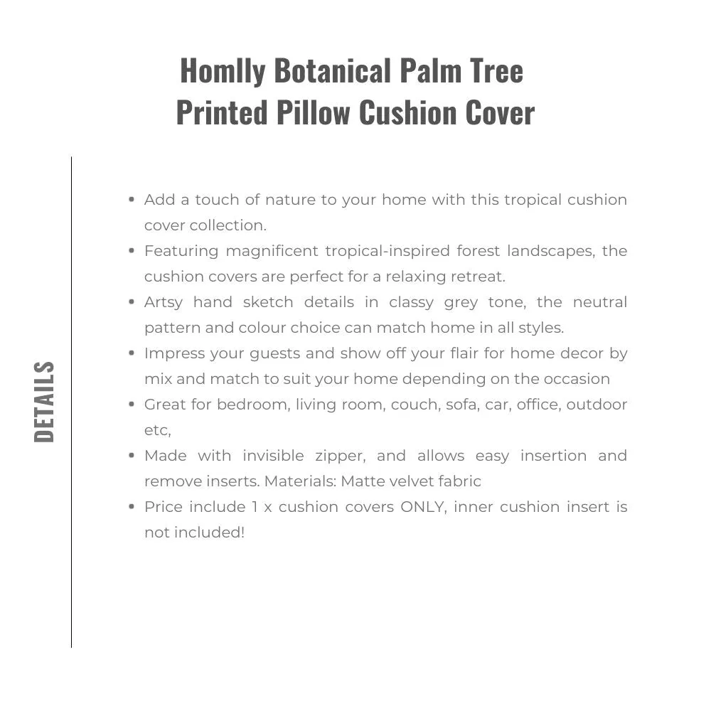 Homlly Botanical Palm Tree Printed Pillow Cushion Cover