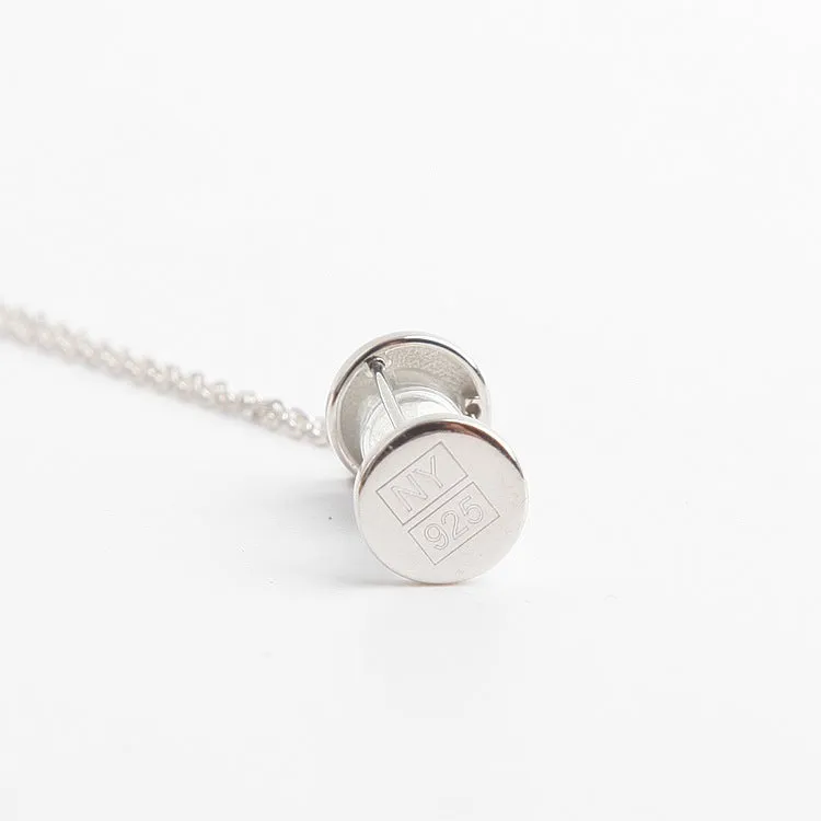 Hourglass Diamond Dust Silvery Pendant Necklace
