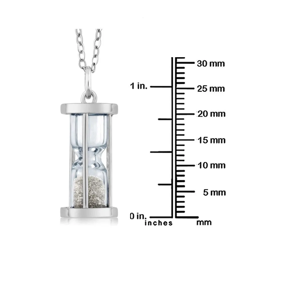 Hourglass Diamond Dust Silvery Pendant Necklace