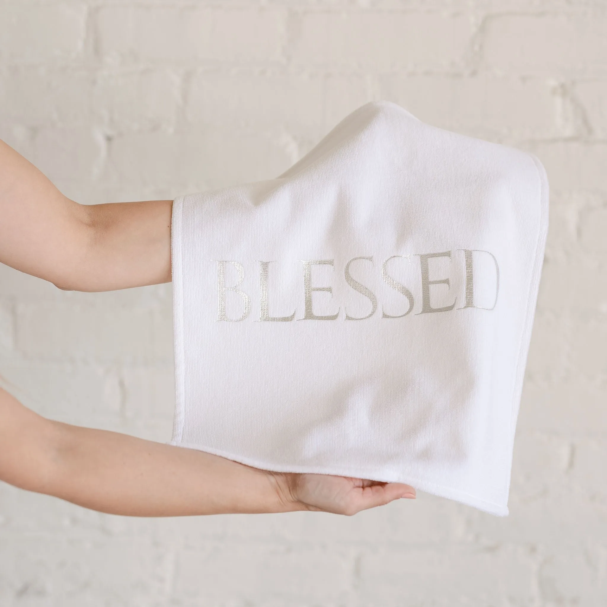 HUGBUG Blessed© Set of 2 Christening Hand Towels | Silver