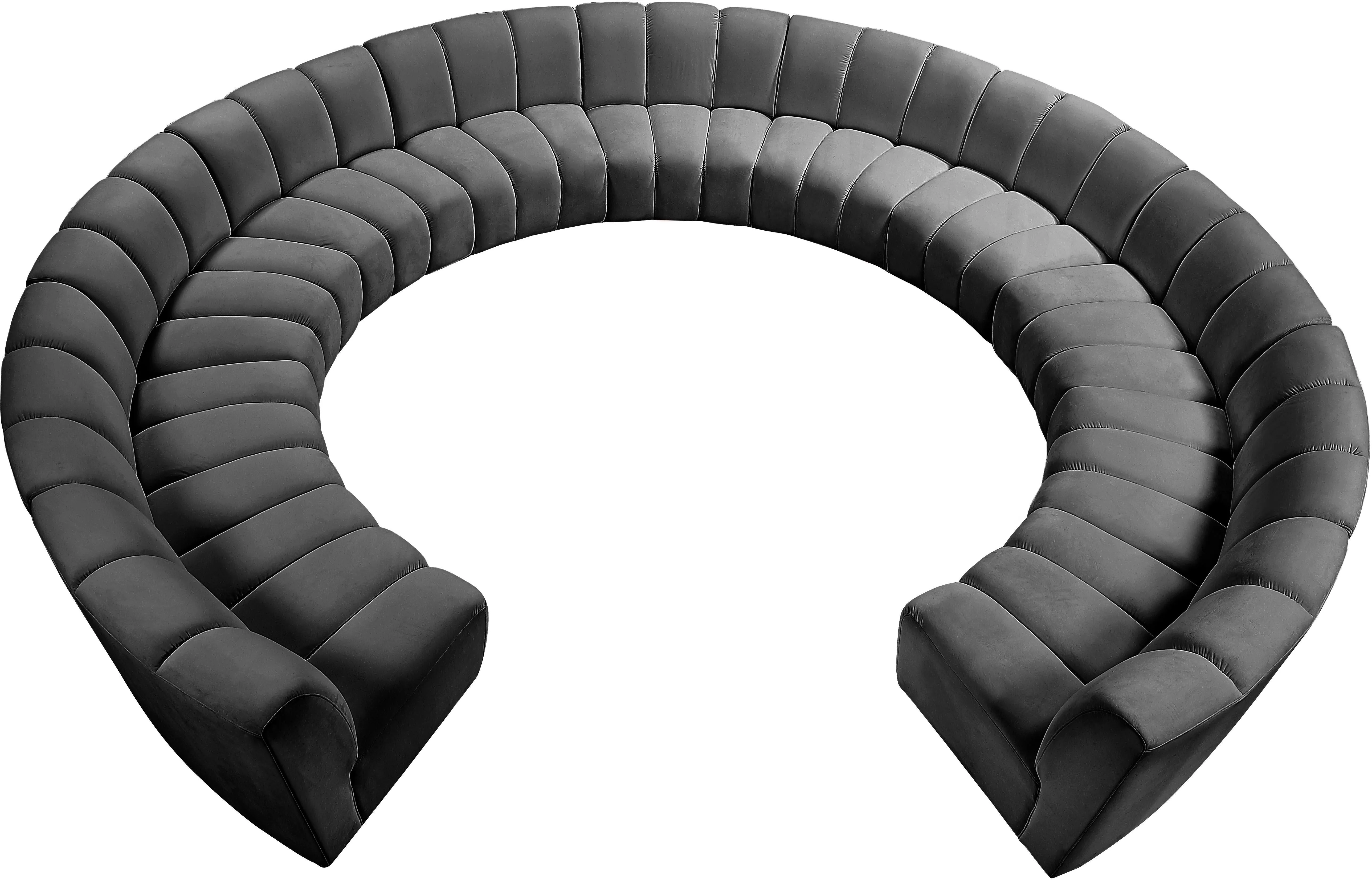 Infinity Grey Velvet 11pc. Modular Sectional