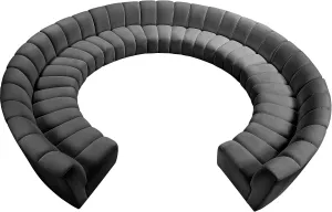 Infinity Grey Velvet 11pc. Modular Sectional
