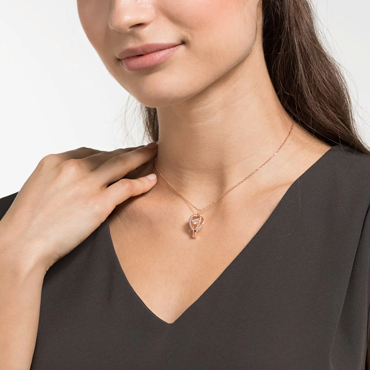 Into the Sky White Rose-Gold Tone Plated Pendant Necklace