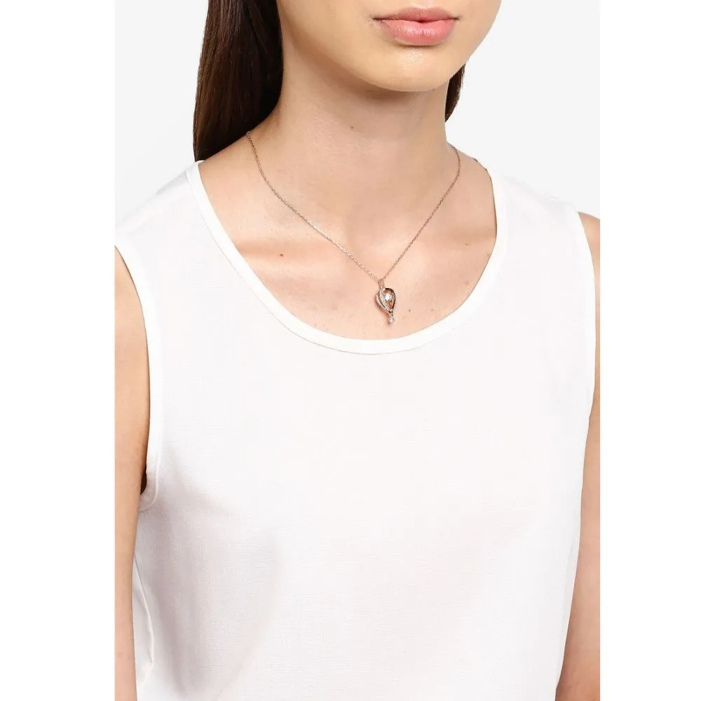 Into the Sky White Rose-Gold Tone Plated Pendant Necklace
