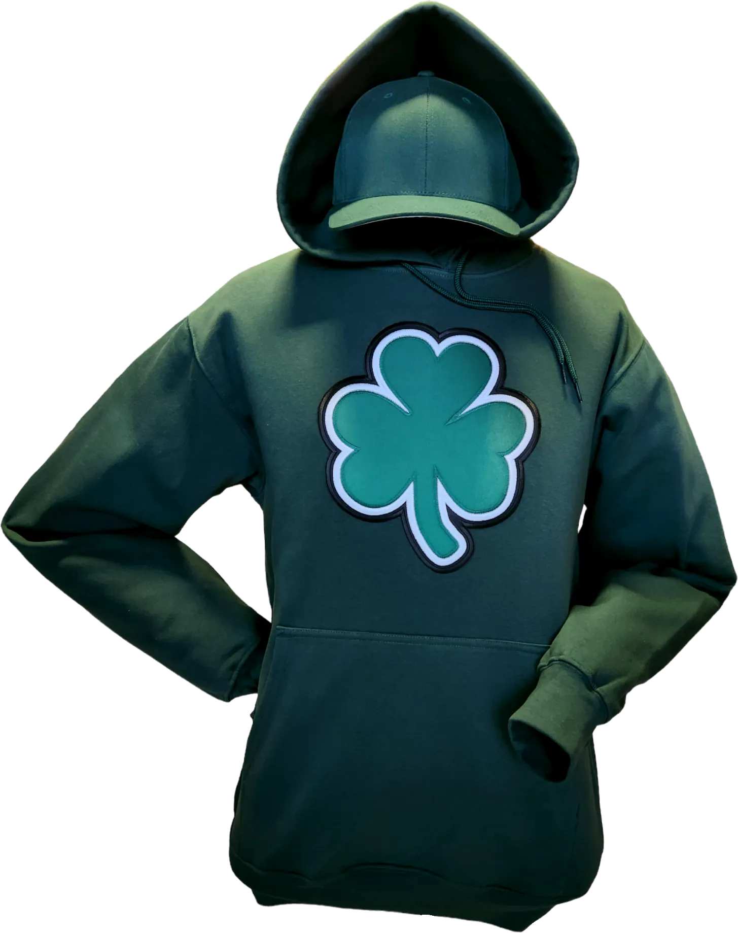 Irish Hoodie Big Clover Green