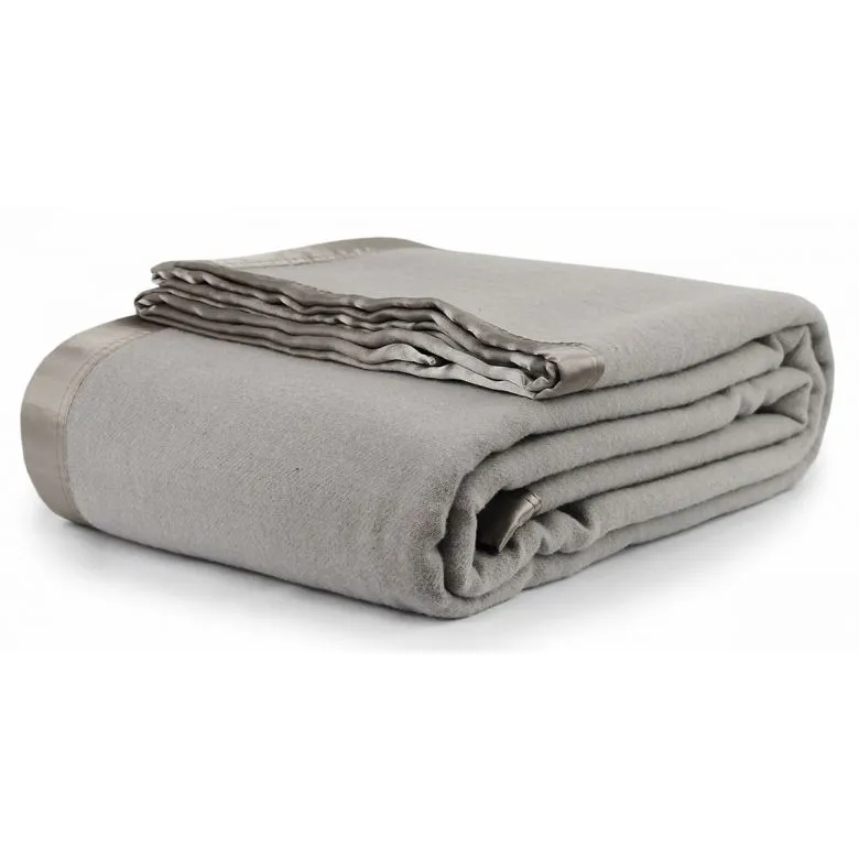 Jason Bedding AUSTRALIAN WOOL BLANKET W/SATIN TRIM EDGE 500gsm - Silver