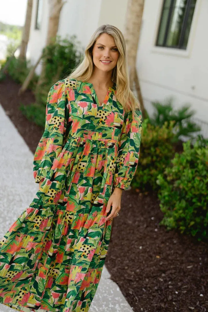 Jenny L/S Maxi Dress - Tropical Mirage