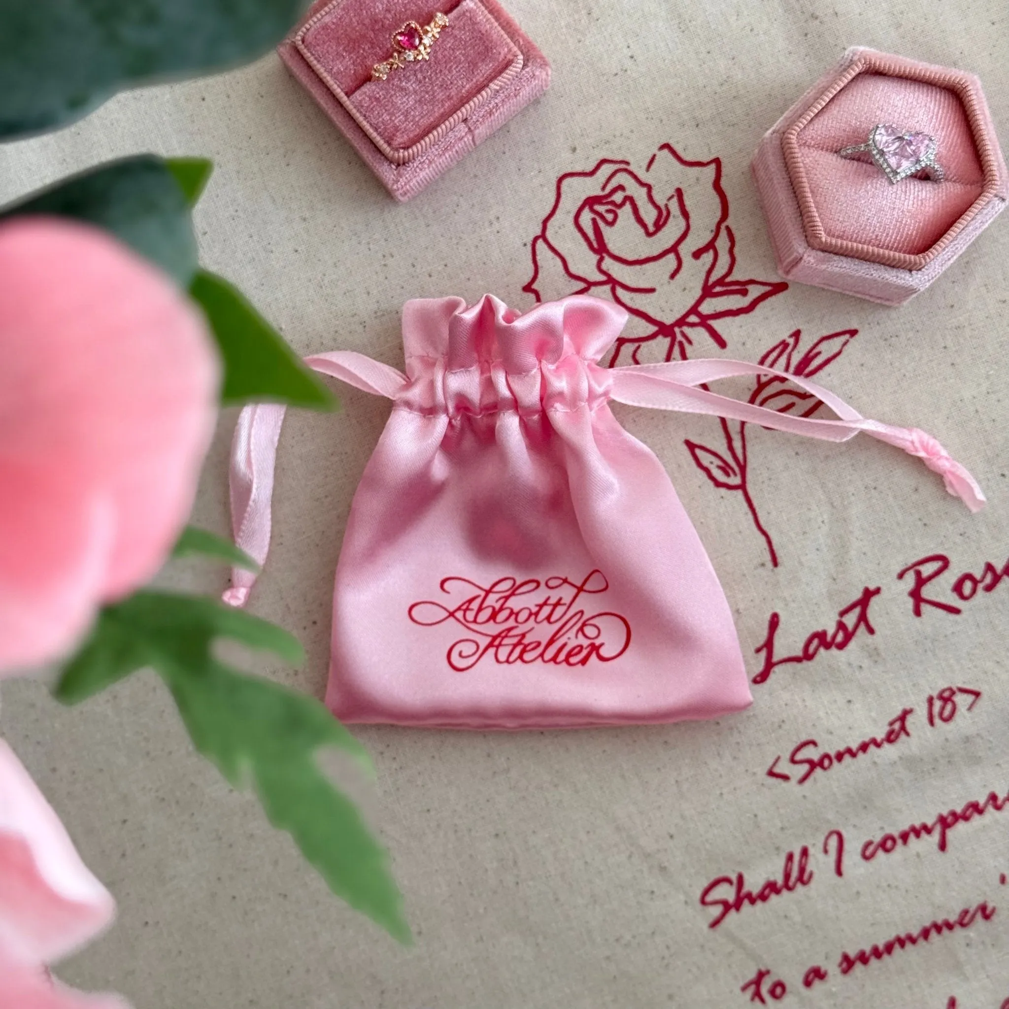 Jewelry Pouch (Pink Satin)
