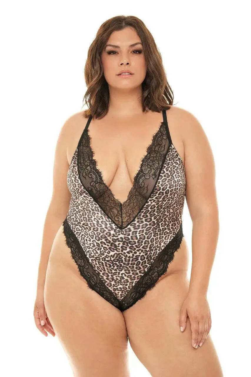Jolene Leopard Print Satin Teddy