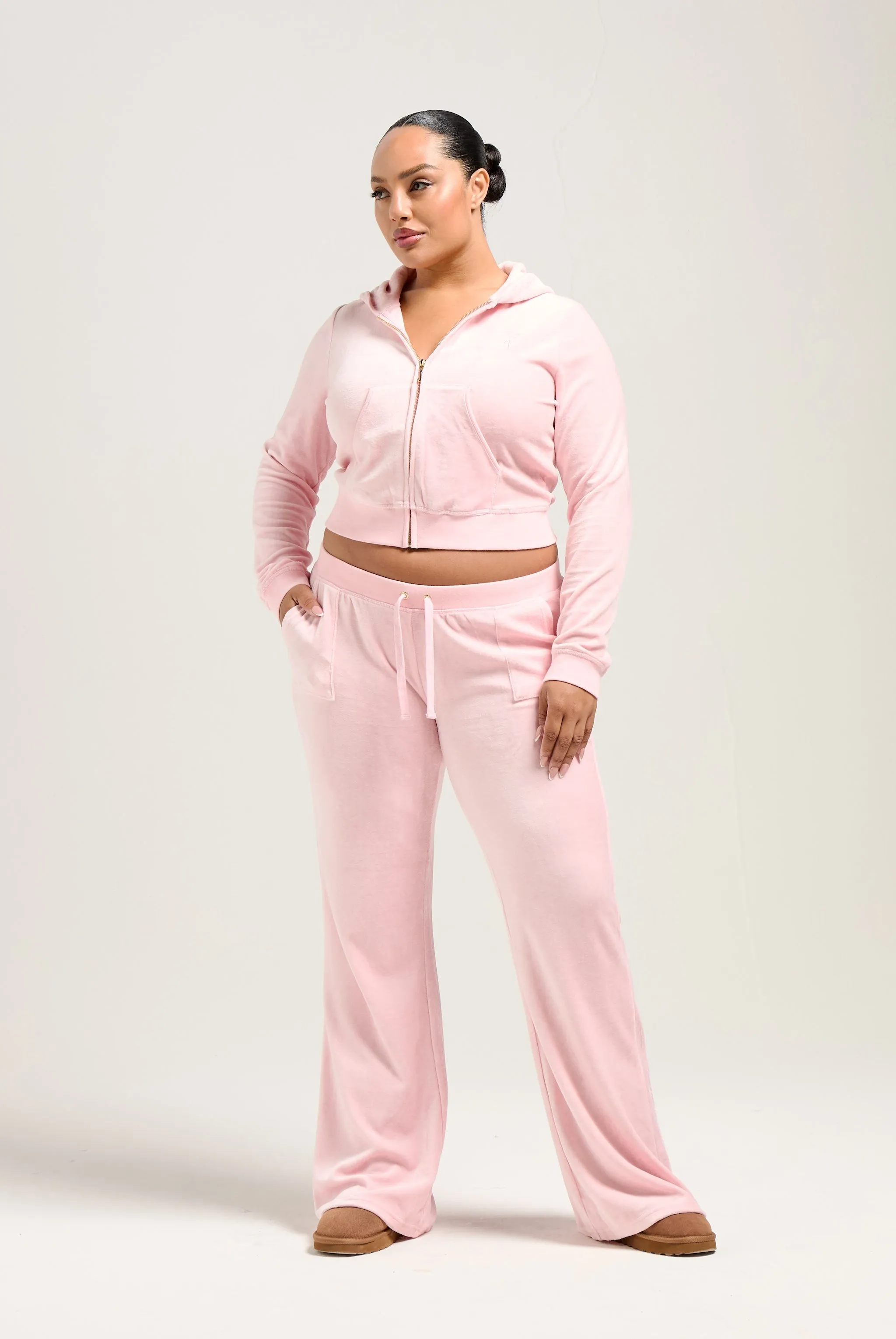 JUICY PINK ULTRA LOW RISE BAMBOO VELOUR HERITAGE POCKETED BOTTOMS