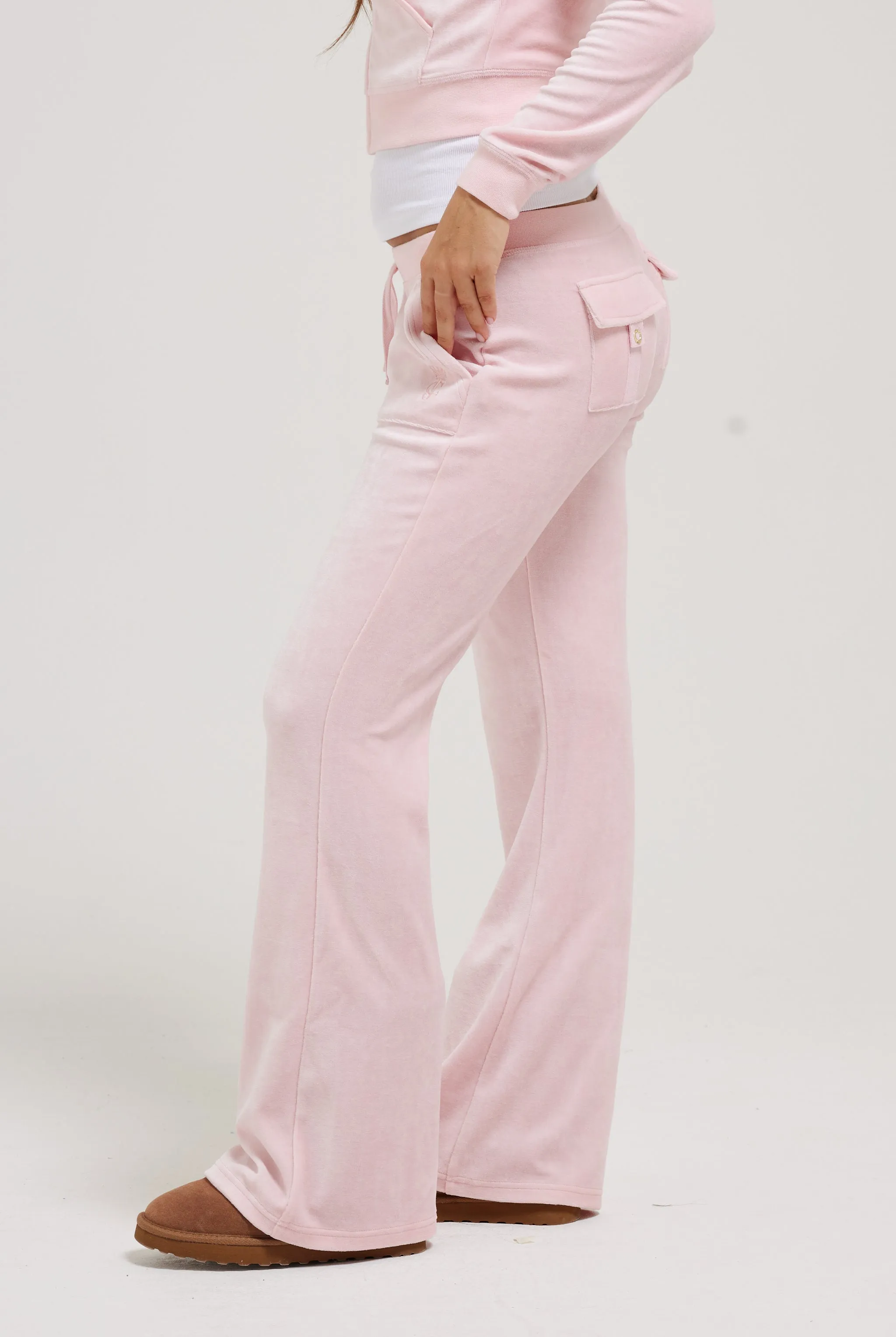 JUICY PINK ULTRA LOW RISE BAMBOO VELOUR HERITAGE POCKETED BOTTOMS