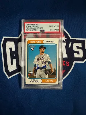 Kodai Senga Autographed 2023 Topps Heritage Short Print Rookie Card Gem Mint 10 Auto (PSA SLAB)