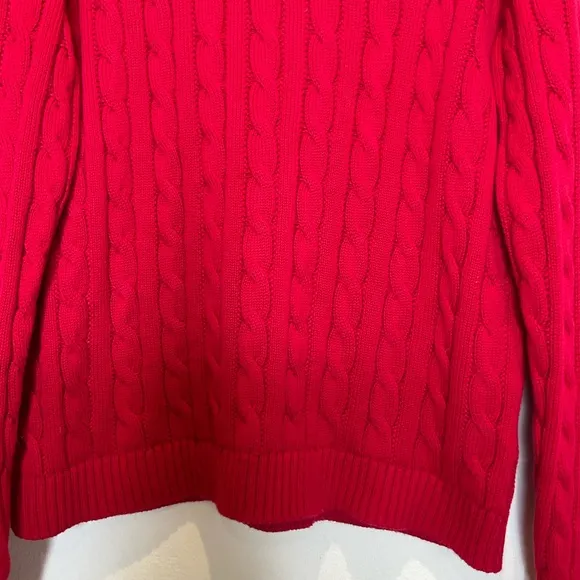 Lauren Ralph Lauren Button Trim Cable Knit Sweater LRL Embroidered Logo Large