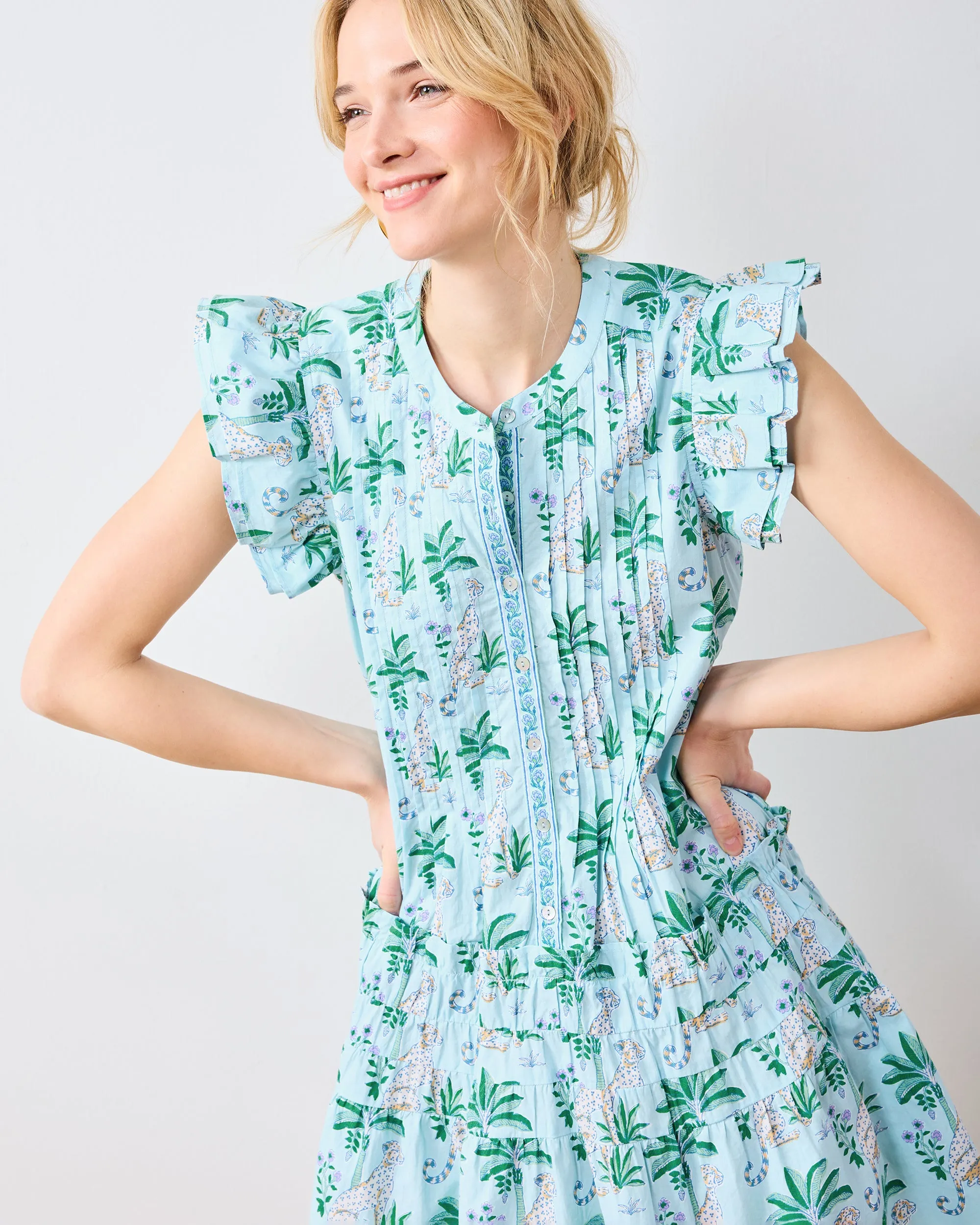 Leopard Mirage - Katie Dress - Oasis Sky