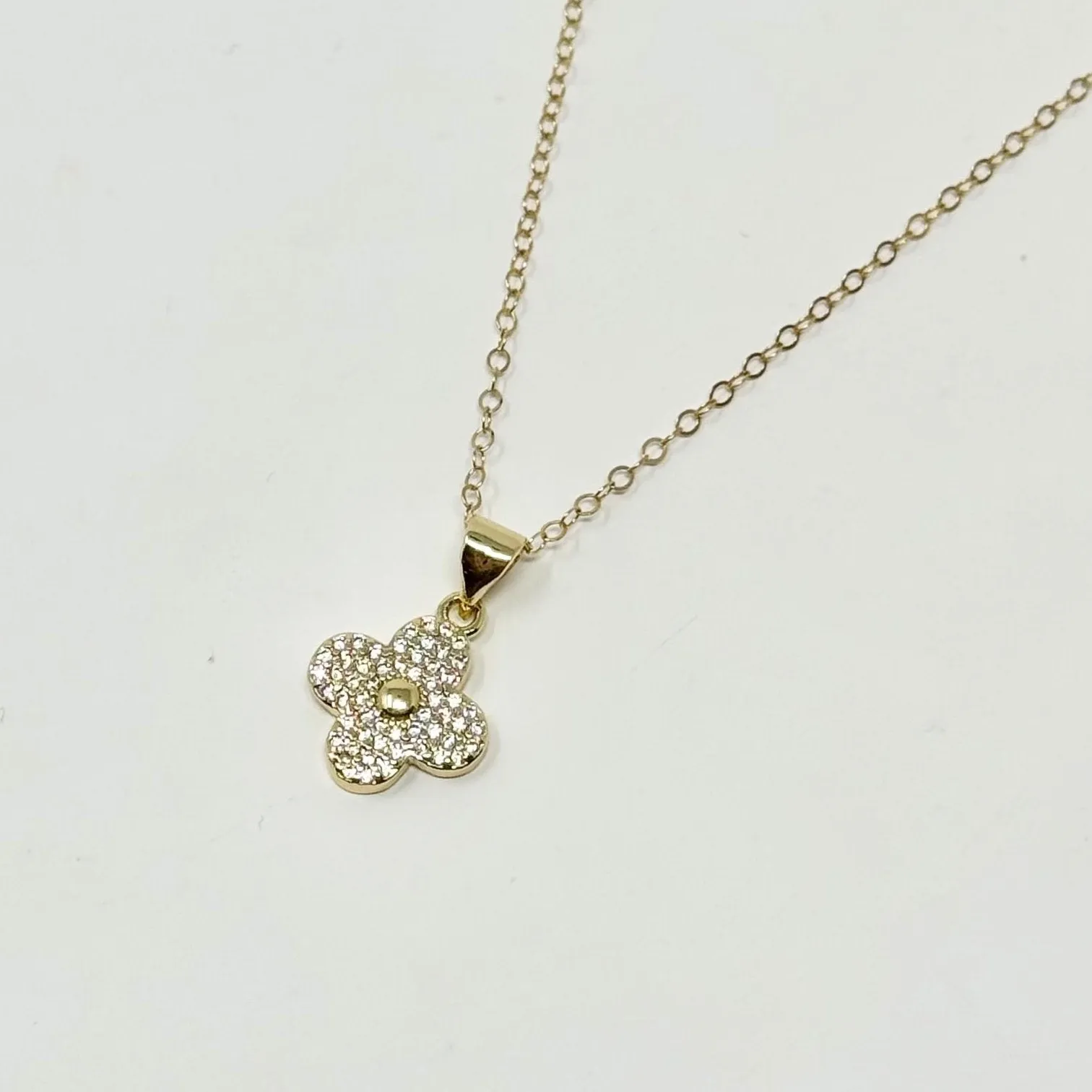 Madison Rhinestone Clover Necklace